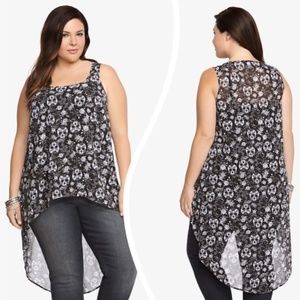 Torrid Hi Lo Sheer Sugar Skulls shirt